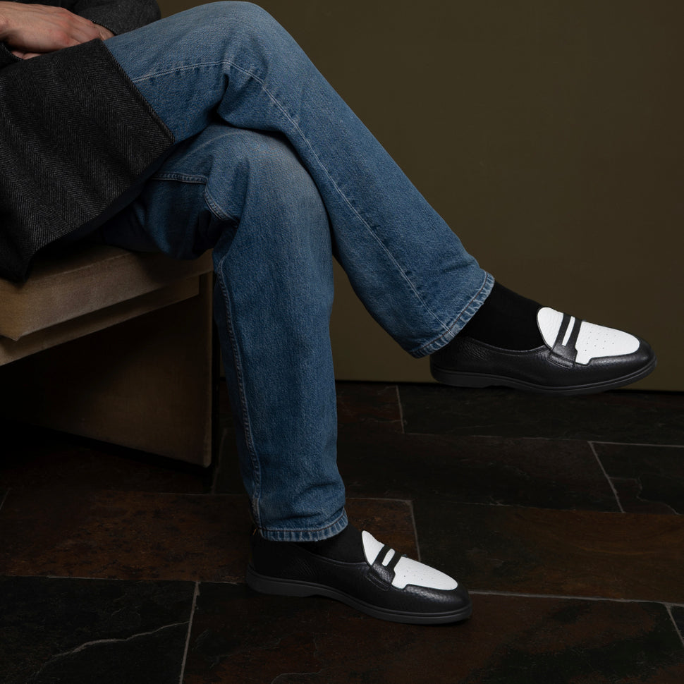 Touquet Loafer by french brand Timothee Paris Black and white leather image photo 2