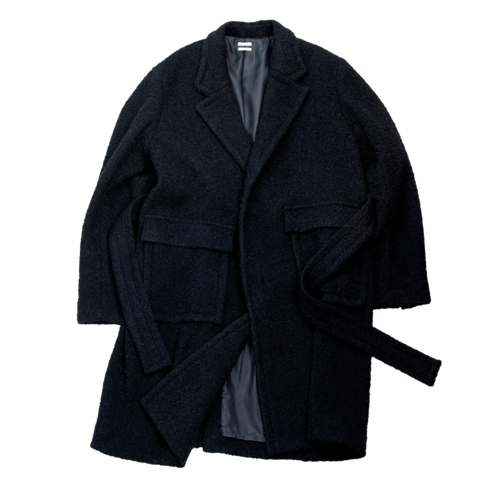 Wool and Alpaca Boucle wrap winter coat Black by IKIJI Japanese brand Craftsmanship 