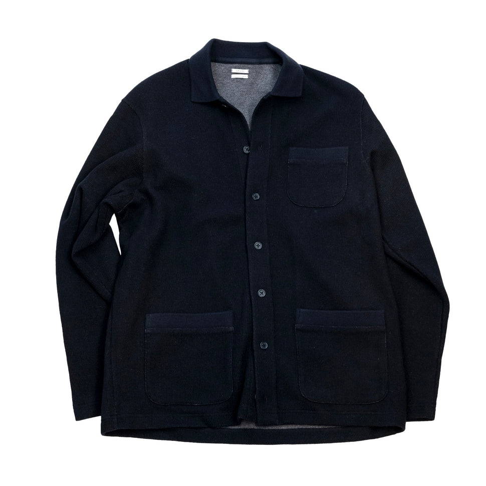 Japanese craftsmanship brand Ikiji Navy wool Overshirt cardigan jacket 