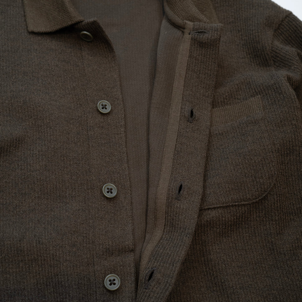 Japanese craftsmanship brand Ikiji Navy wool Overshirt cardigan jacket details 