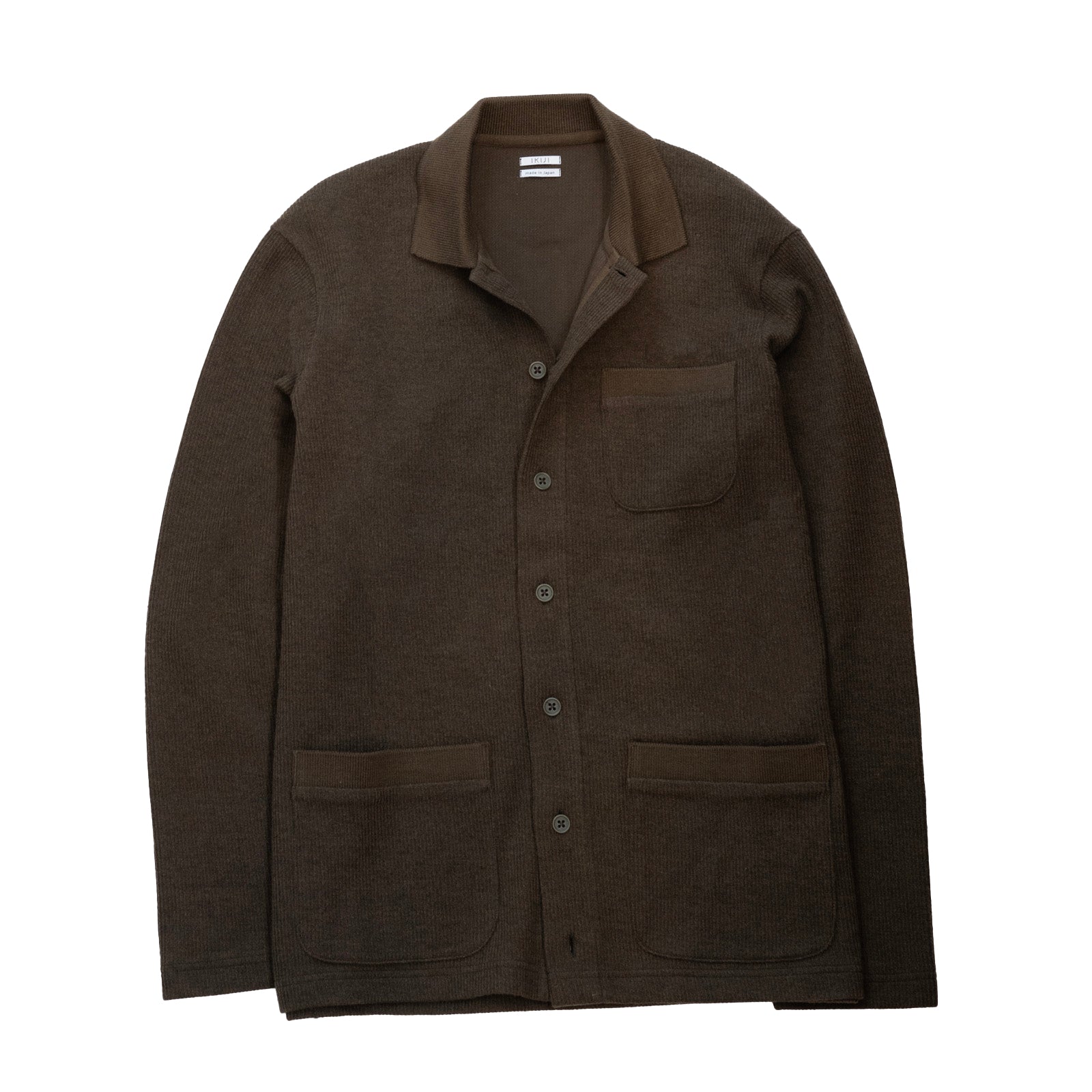 Japanese craftsmanship brand Ikiji  wool Overshirt cardigan jacket Olive Green