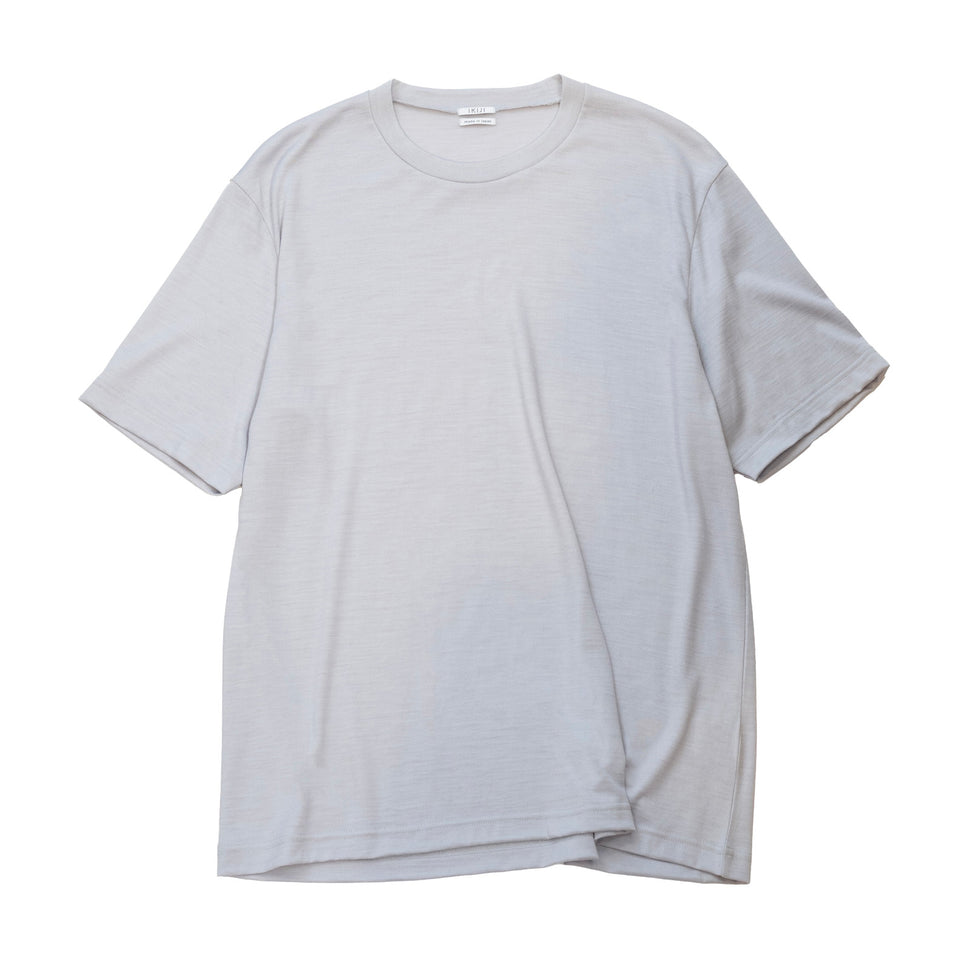 Japanese craftsmanship brand Ikiji Navy wool tee T-shirt Silver grey 