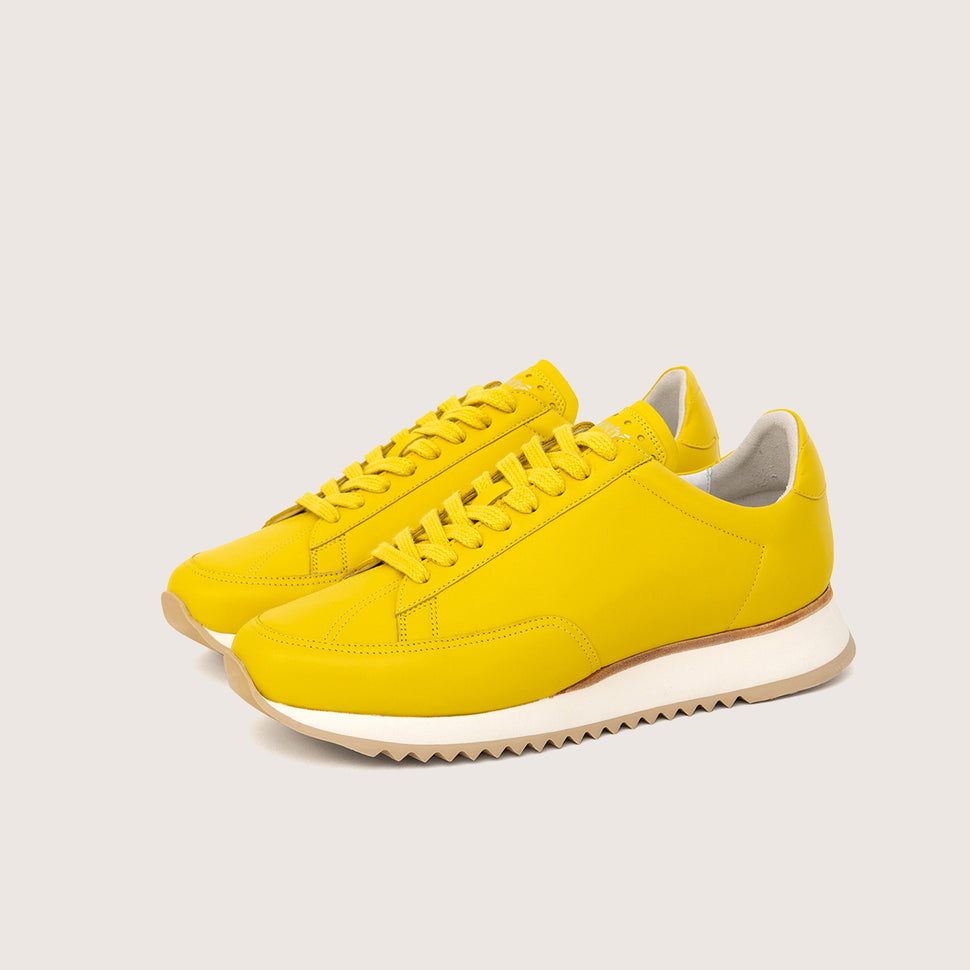 Handcrafted sneaker CABOURG butter yellow womens size by French brand Timothée Paris quarter photo