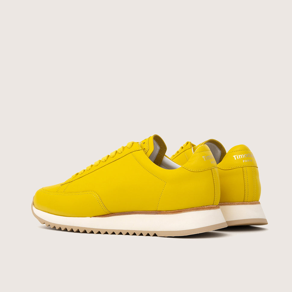 Handcrafted sneaker CABOURG butter yellow womens size by French brand Timothée Paris back photo