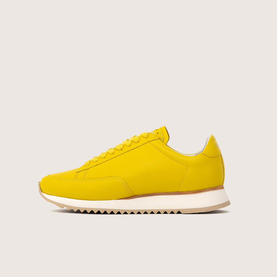 Handcrafted sneaker CABOURG butter yellow womens size by French brand Timothée Paris side photo