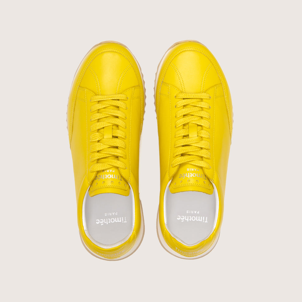 Handcrafted sneaker CABOURG butter yellow womens size by French brand Timothée Paris top photo