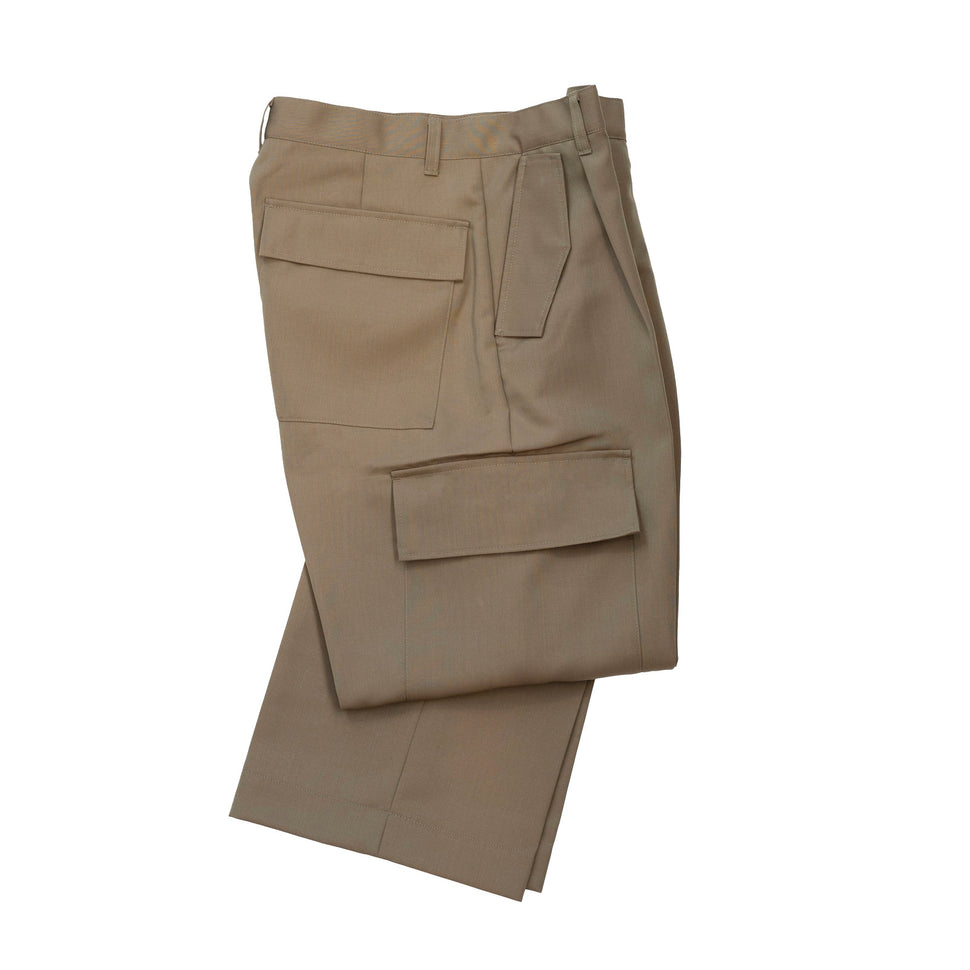 Japanese craftsmanship brand Ikiji wool cargo pants trousers beige