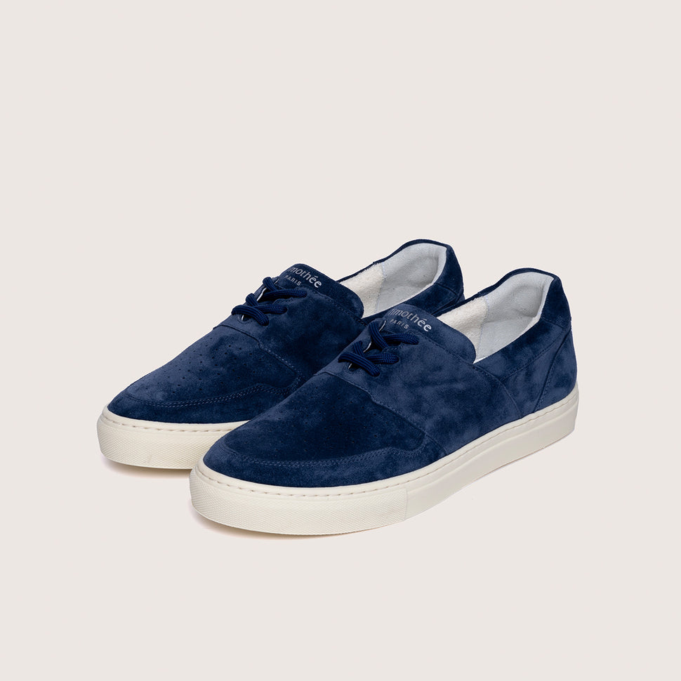 Timothee paris sneaker pyla oyster blue quarter photo Italian suede leather