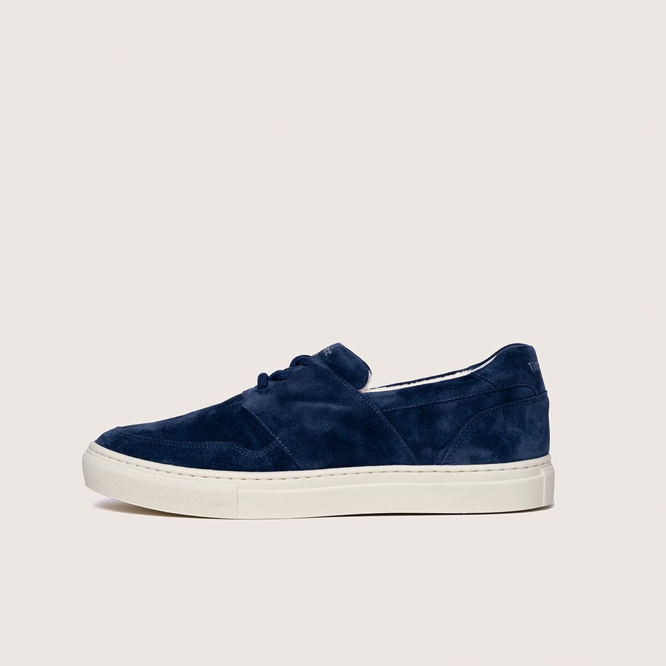 Timothee paris sneaker pyla oyster blue profile photo Italian suede leather 