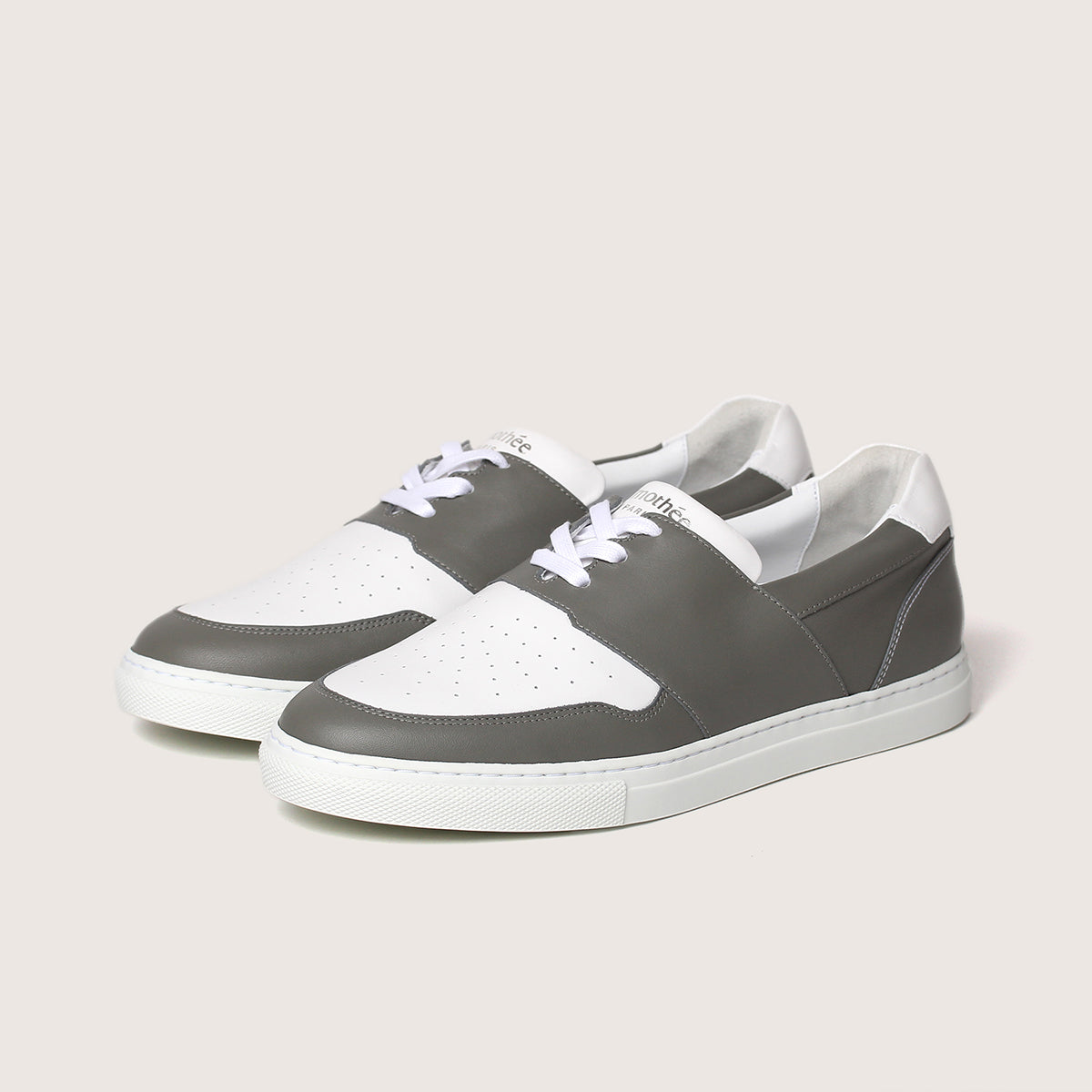 Handcrafted sneaker PYLA storm grey by French brand Timothée Paris quarter photo